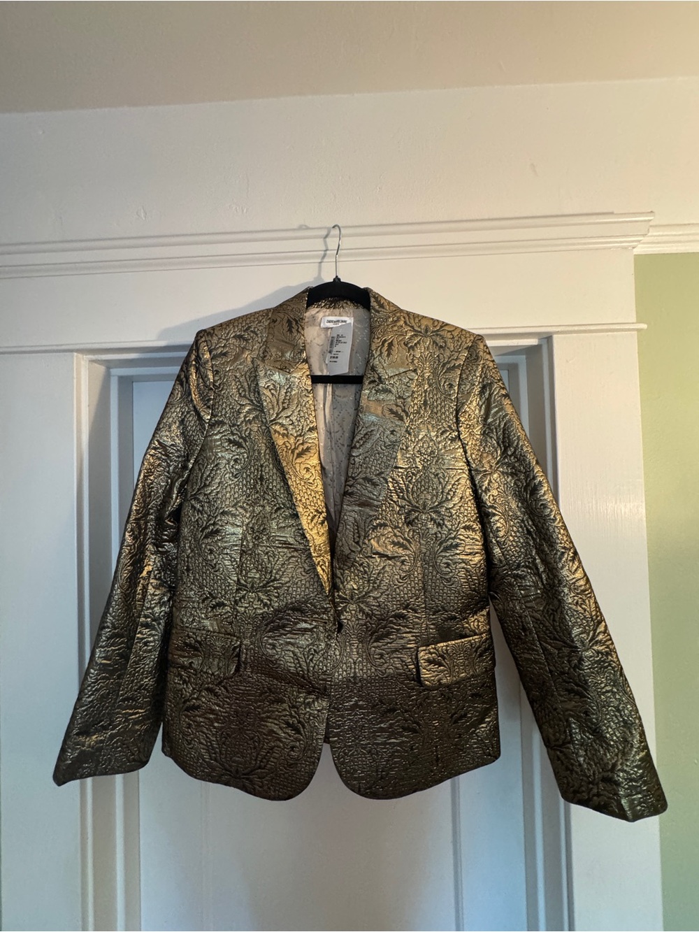 Zadig & Voltaire Metallic Gold Textured Blazer